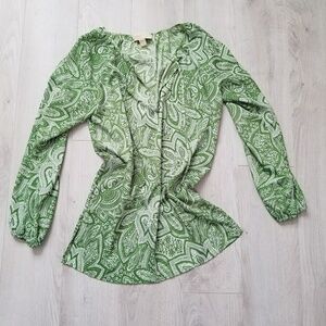 Michael Kors Green Floral Blouse